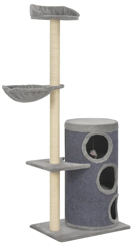 vidaXL Árvore para gatos c/ postes arranhadores sisal 148 cm cinzento