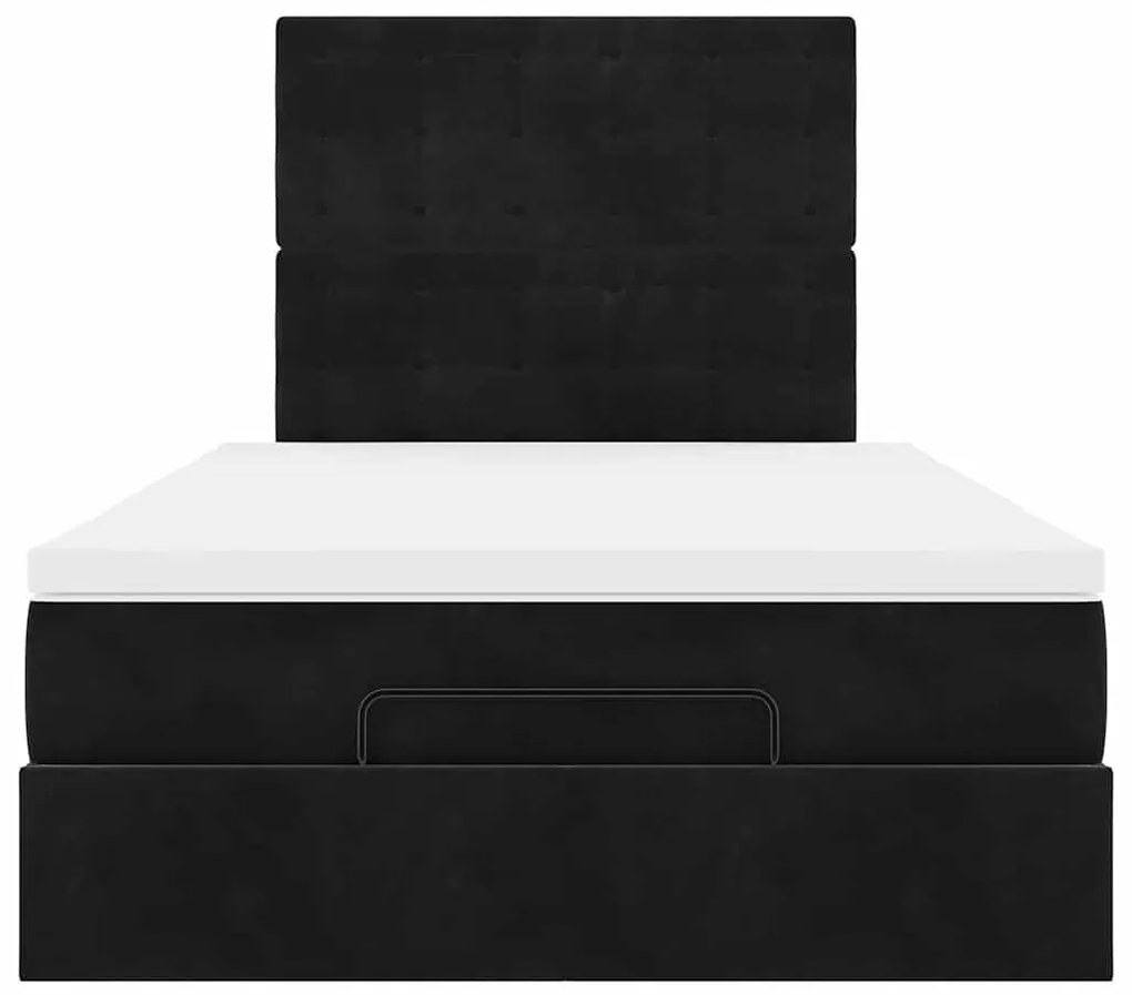 Estrutura de cama otomana com colchões 120x200 cm veludo preto