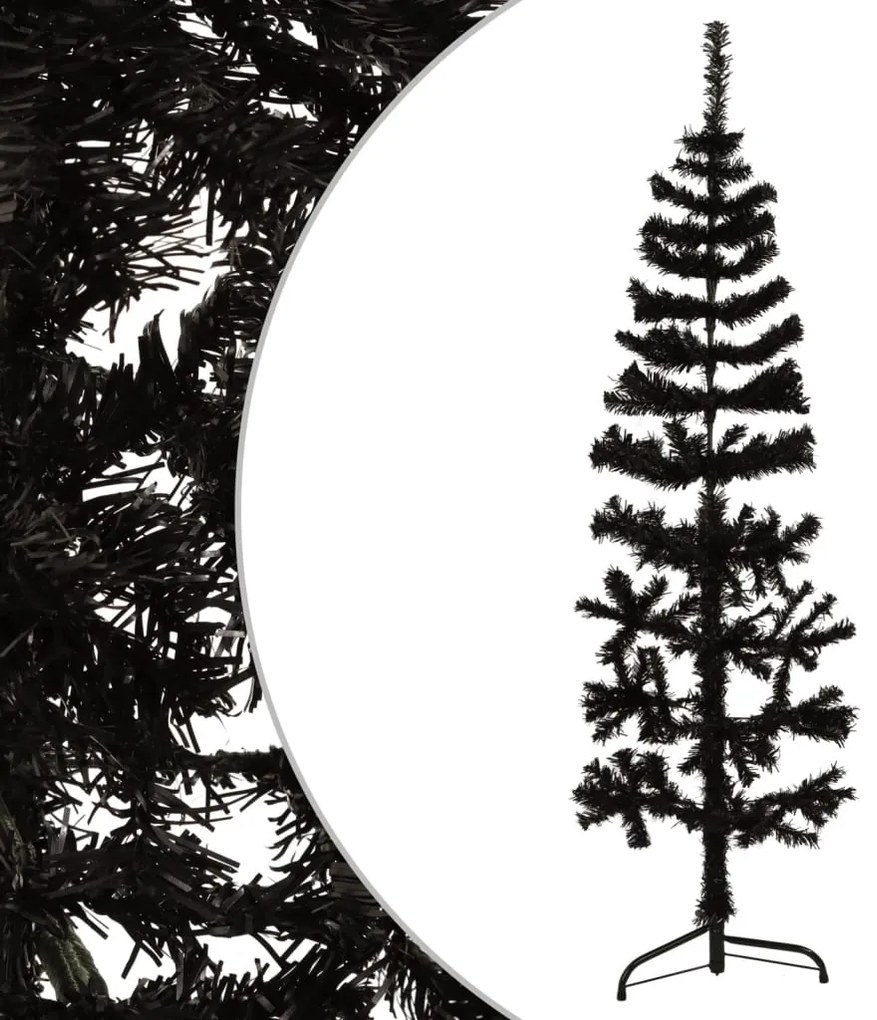 vidaXL Meia árvore de Natal fina com suporte 120 cm preto