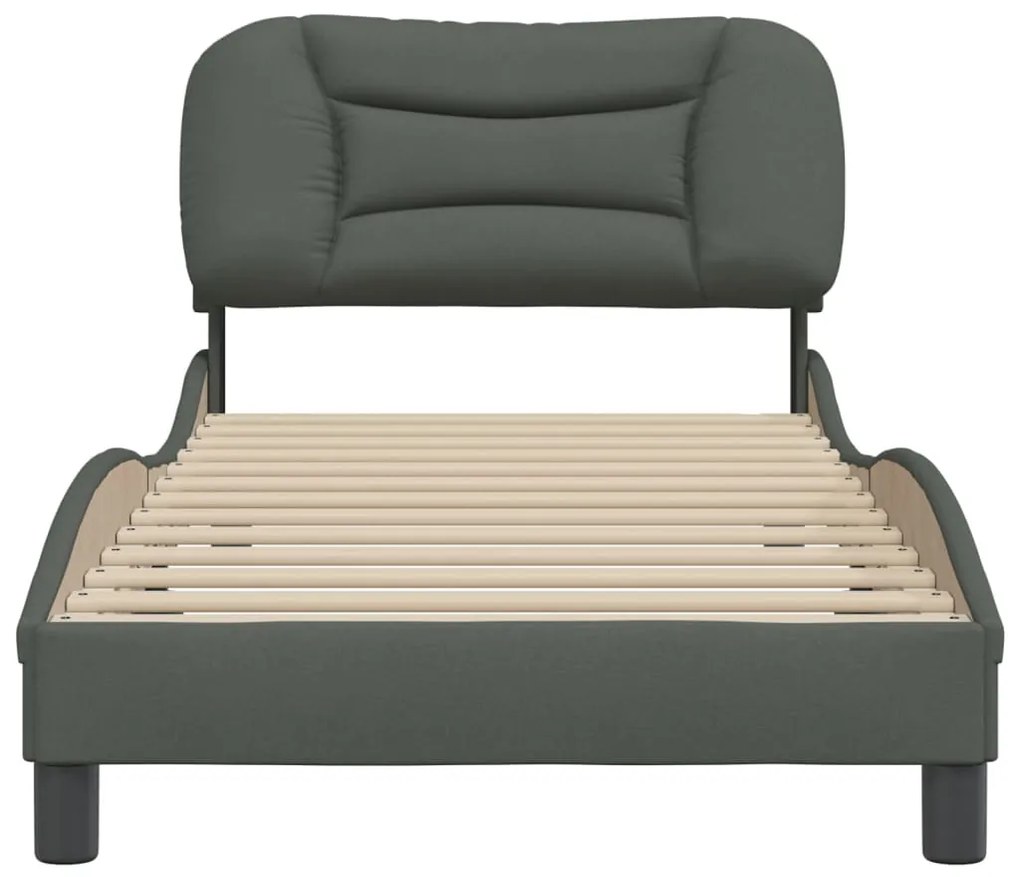 Estrutura de cama sem colchão 90x200 cm tecido cinzento-escuro