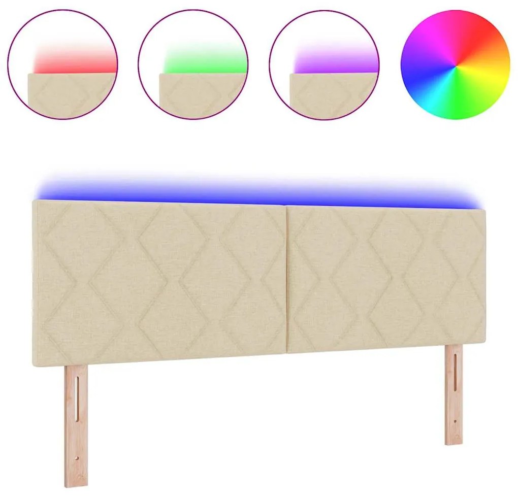 Cabeceira LED Design Blocos de Diamante Creme 160 cm Tecido