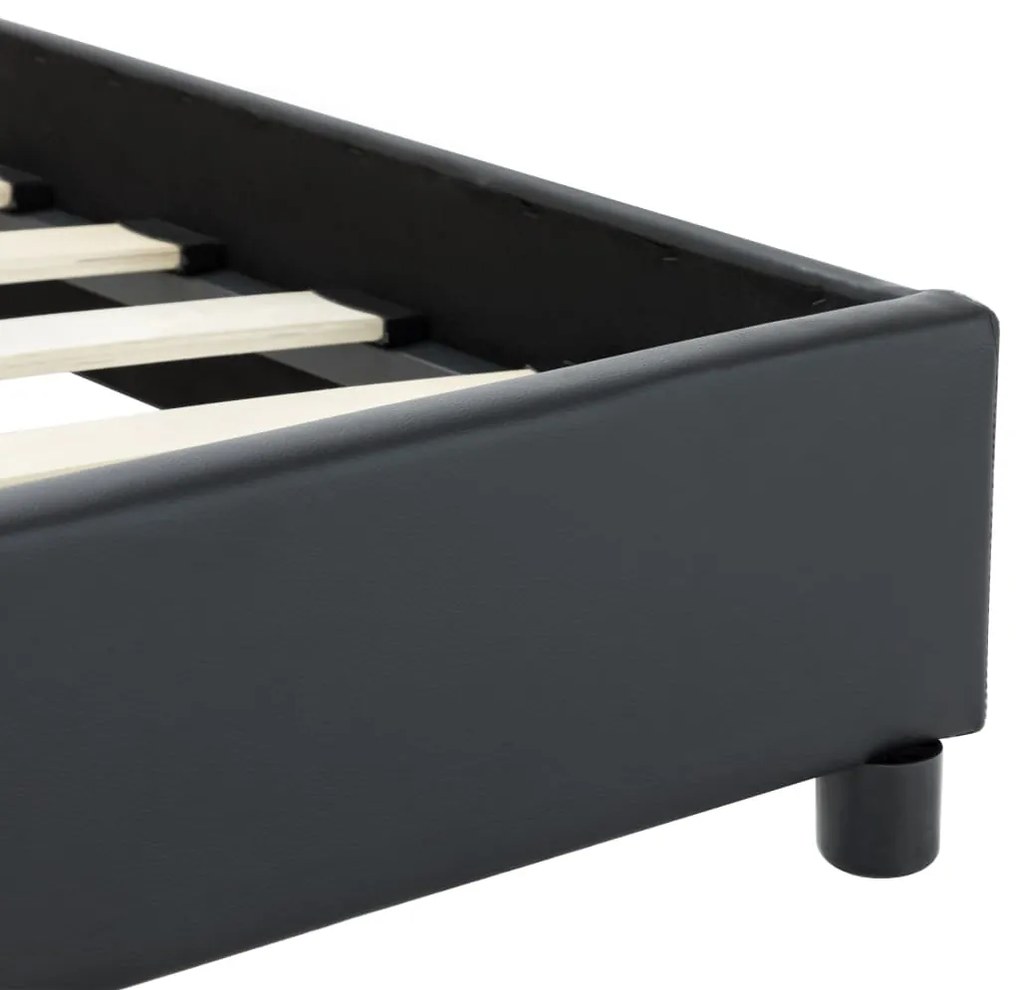 Estrutura de cama 100x200 cm couro artificial preto