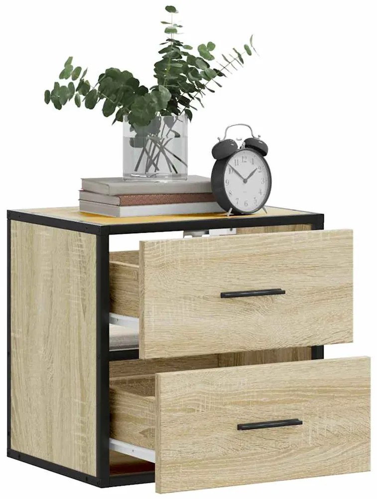 Mesas de cabeceira de parede 2 pcs 40x31x39,5cm carvalho sonoma