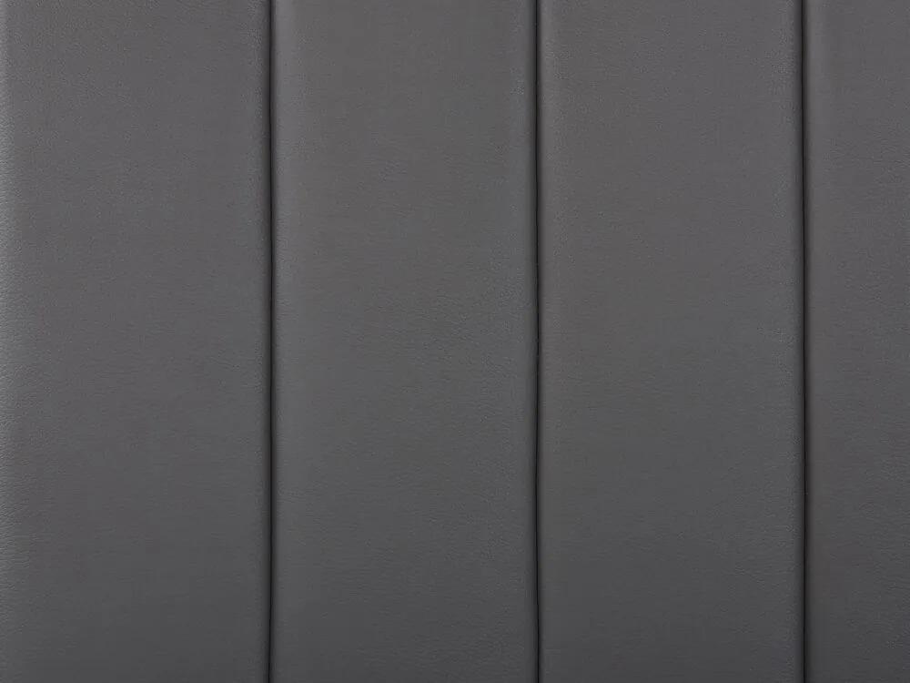 Cama de casal em pele sintética cinzenta 180 x 200 cm POITIERS Beliani