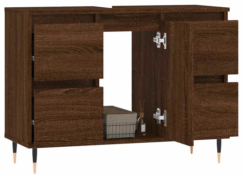 Armário casa banho 80x33x60 cm deriv.madeira carvalho castanho