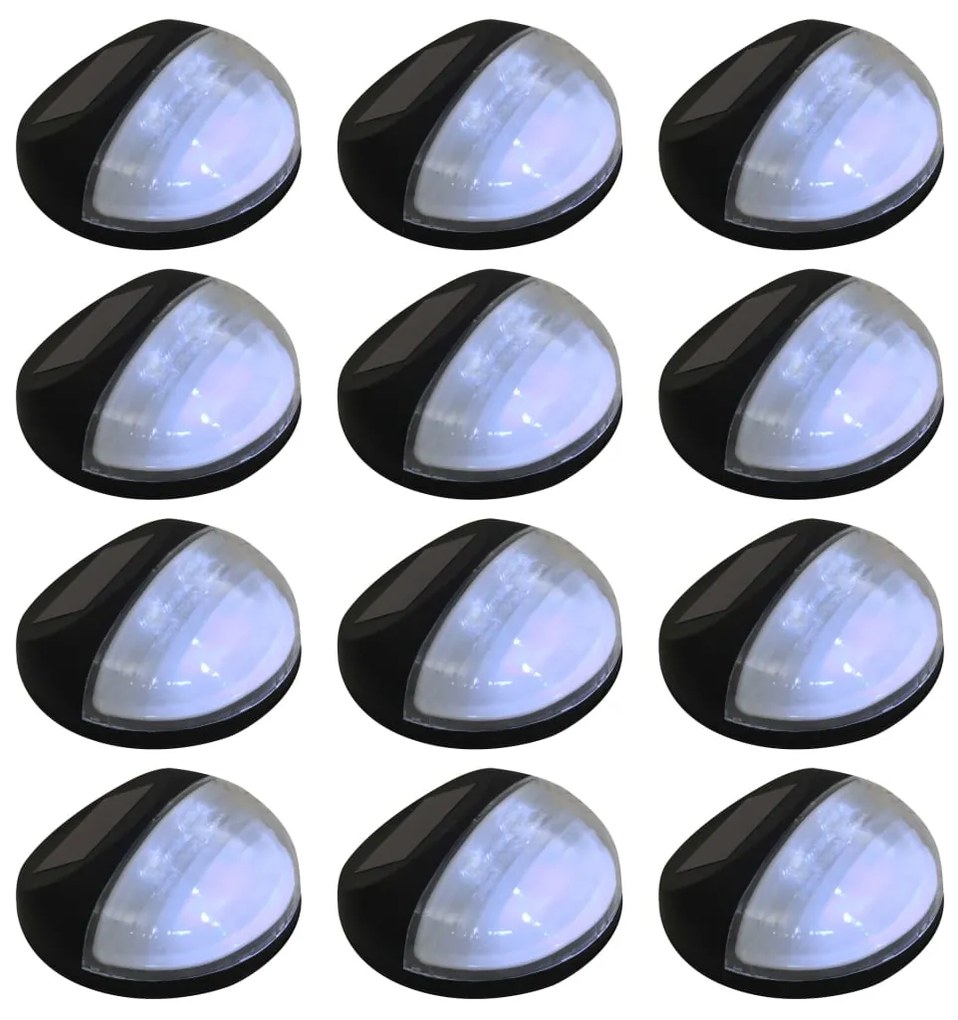 vidaXL Candeeiro de parede solar LED de exterior 12 pcs preto redondo