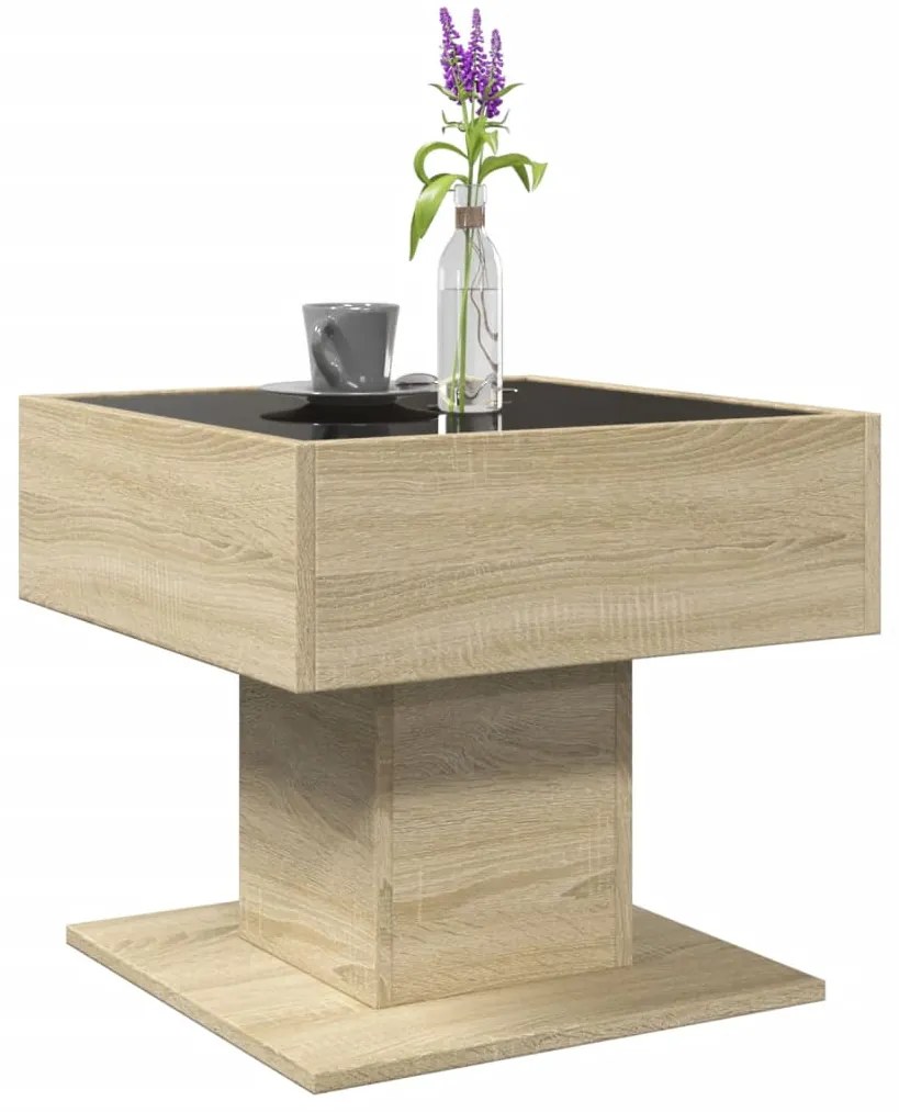 Mesa de centro c/ LEDs 50x50x45 madeira processada