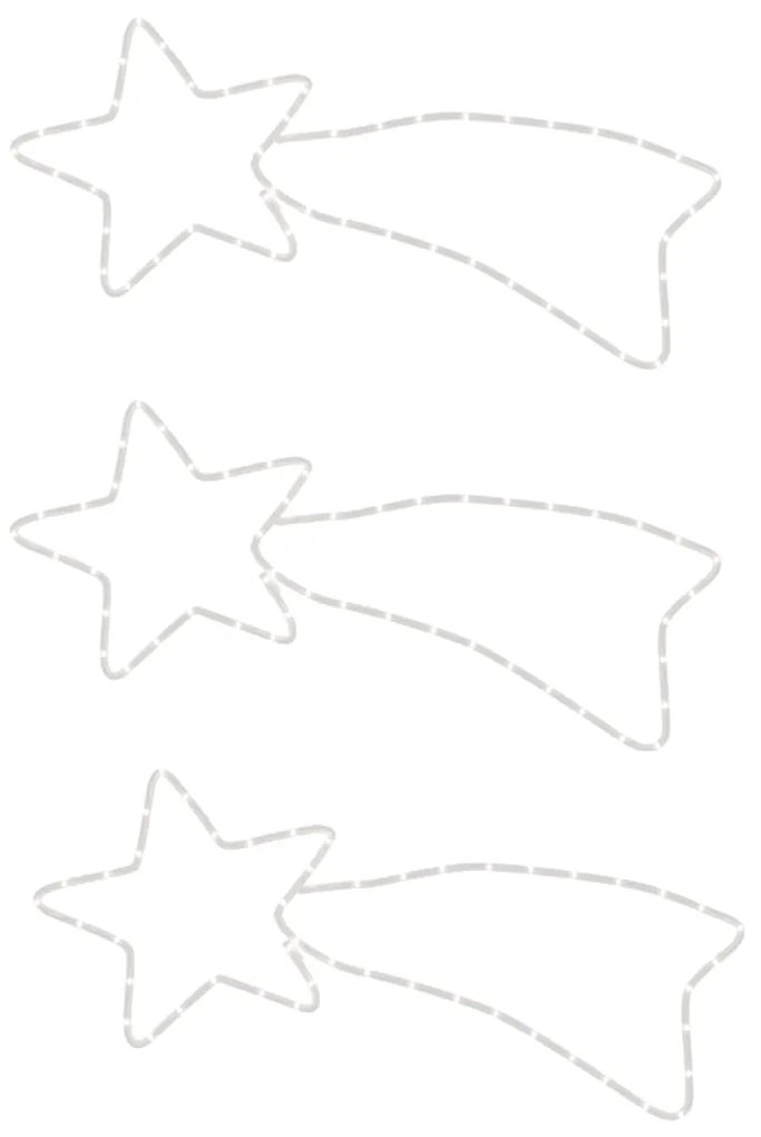 Figura estrelas cadentes +48 LEDs 3pcs 65x28cm branco quente