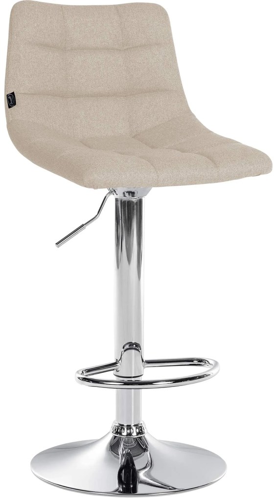 Conjunto de 2 bancos altos Jerry em tecido com estrutura cromada 87-108,5 x 43 x 46,5 cm Creme