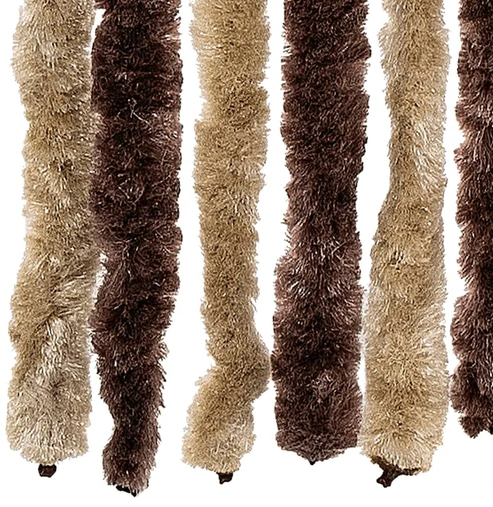 Cortina anti-insetos 90x200 cm chenille bege e castanho-claro