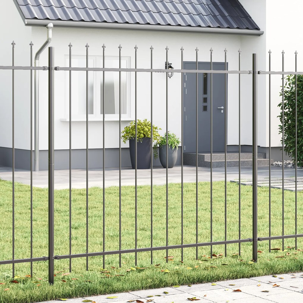 Cerca de Jardim vidaXL com Topo de Lança Cinza 3,4x1,5 m Aço