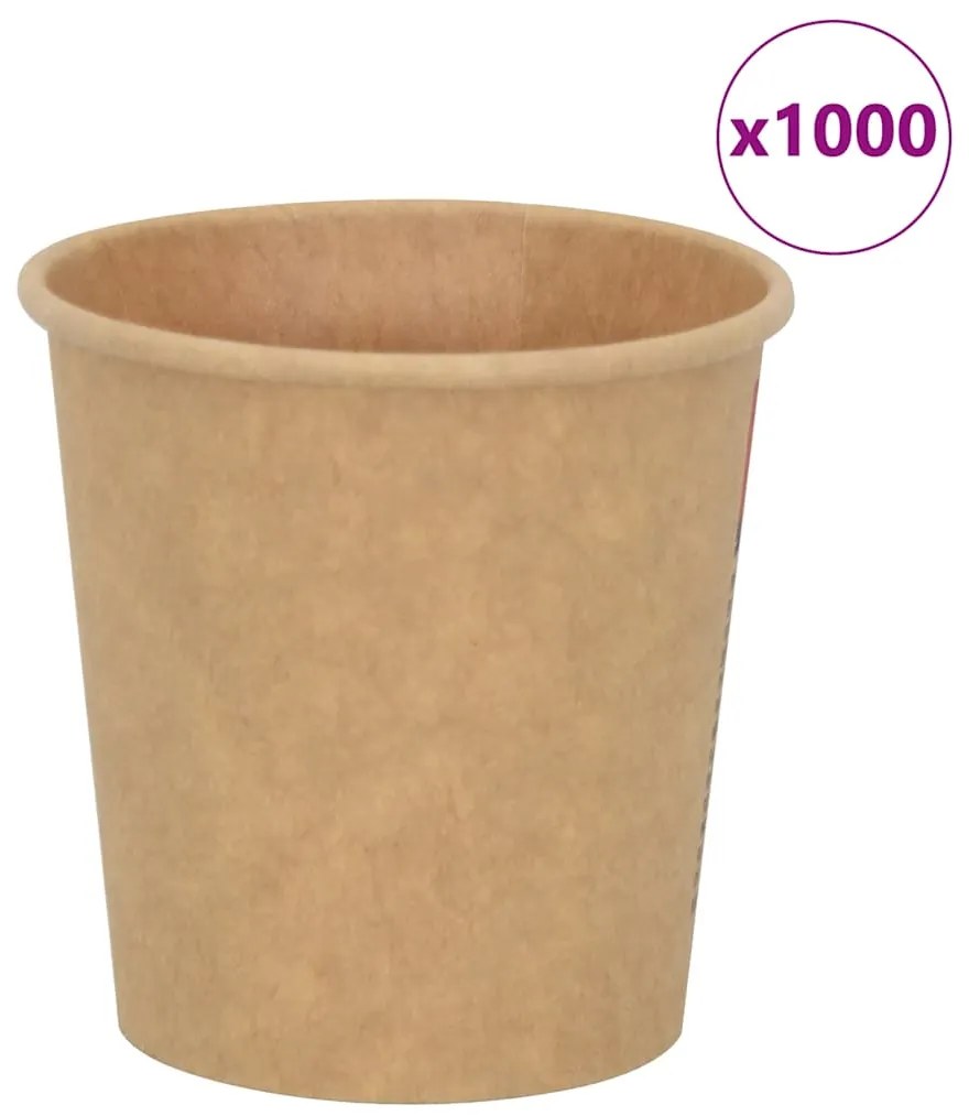 vidaXL Copos de café de papel 1000 pcs 4oz 100ml castanho
