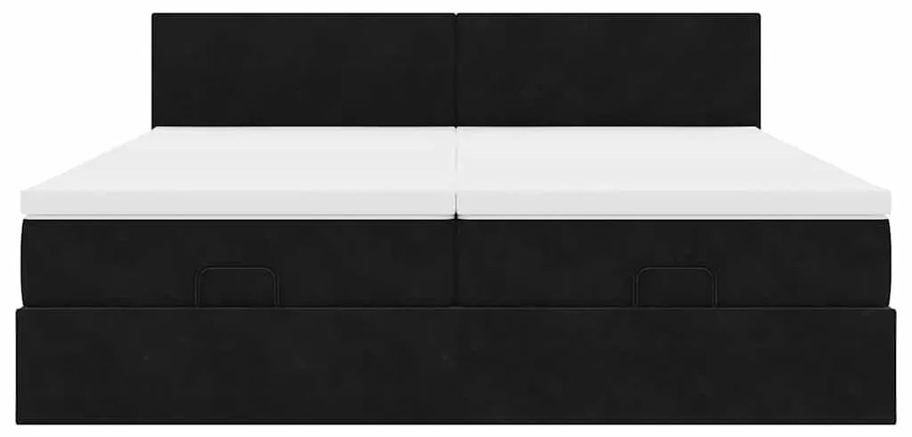 Estrutura de cama otomana com colchões 180x200cm veludo preto