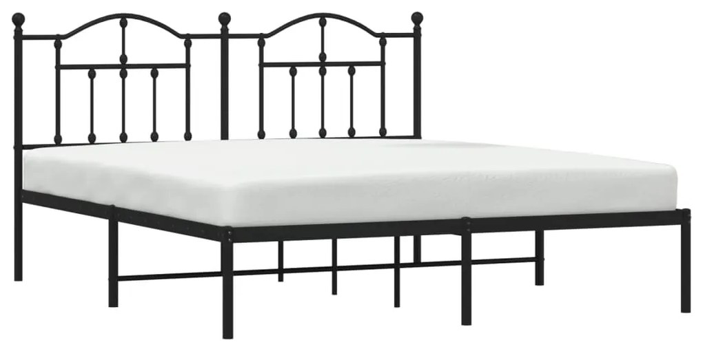 Estrutura de cama em metal com cabeceira 180x200 cm preto