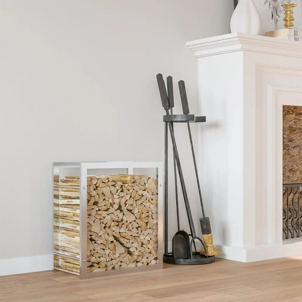 vidaXL Suporte para lenha 80x28x86 cm aço inoxidável