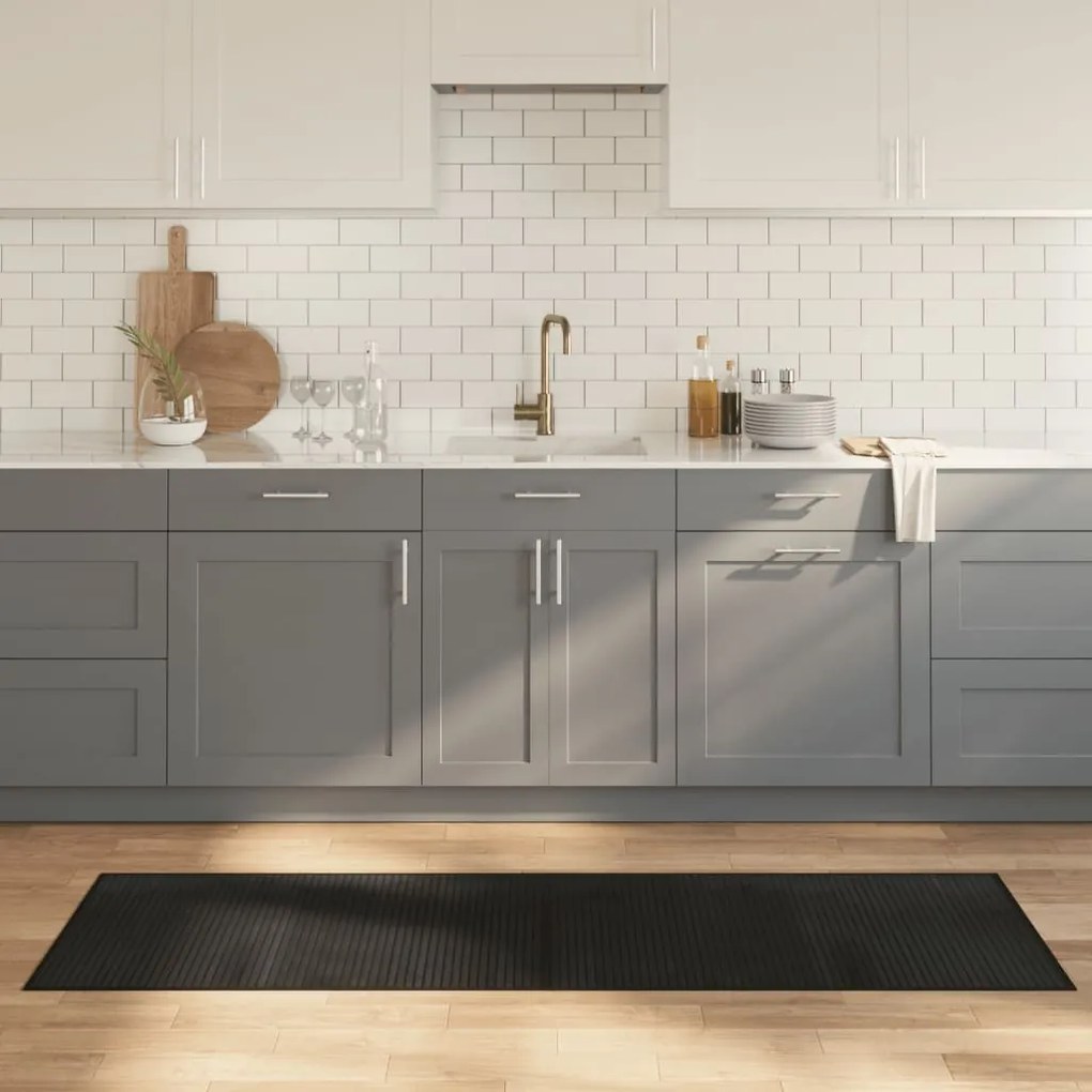 vidaXL Tapete retangular 60x200 cm bambu preto