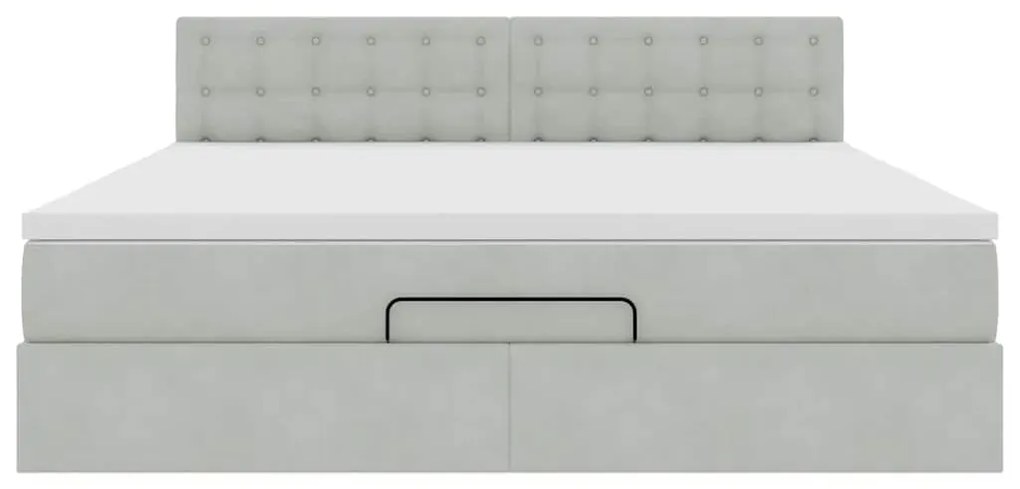 Estrutura de cama otomana com colchão 160x200 cm cinzento claro