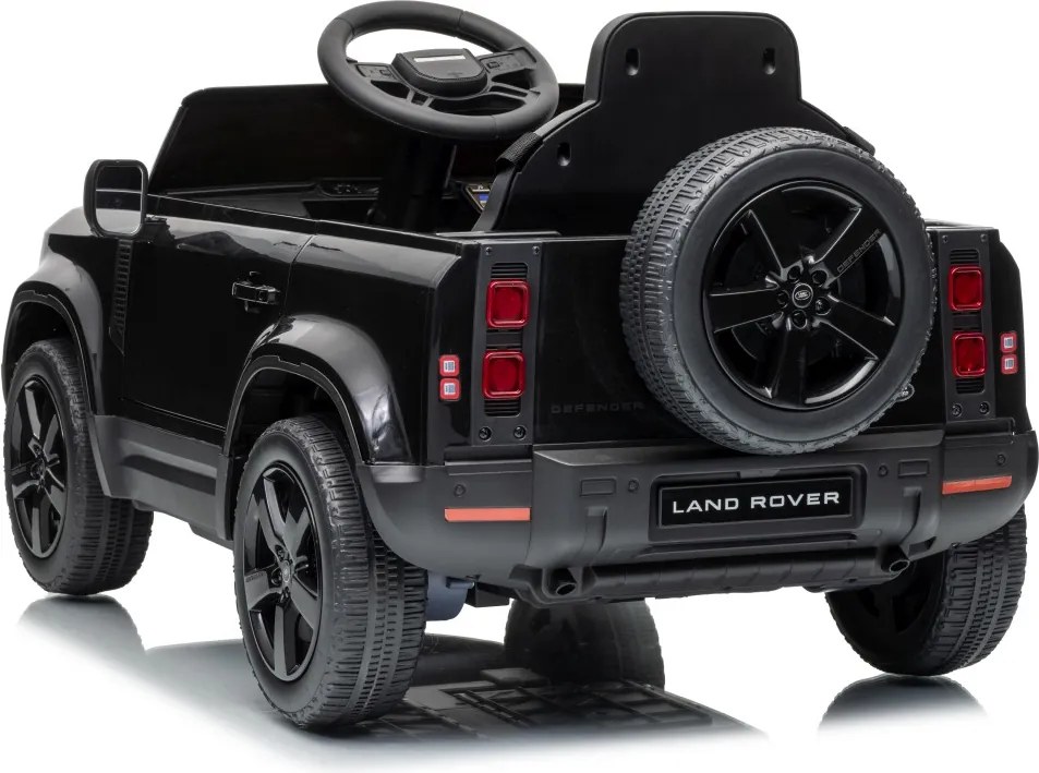 Carro elétrico para Crianças 12V 4x4 Land Rover Defender Rodas de espuma EVA, Assento Couro ecológico, Controlo remoto Preto