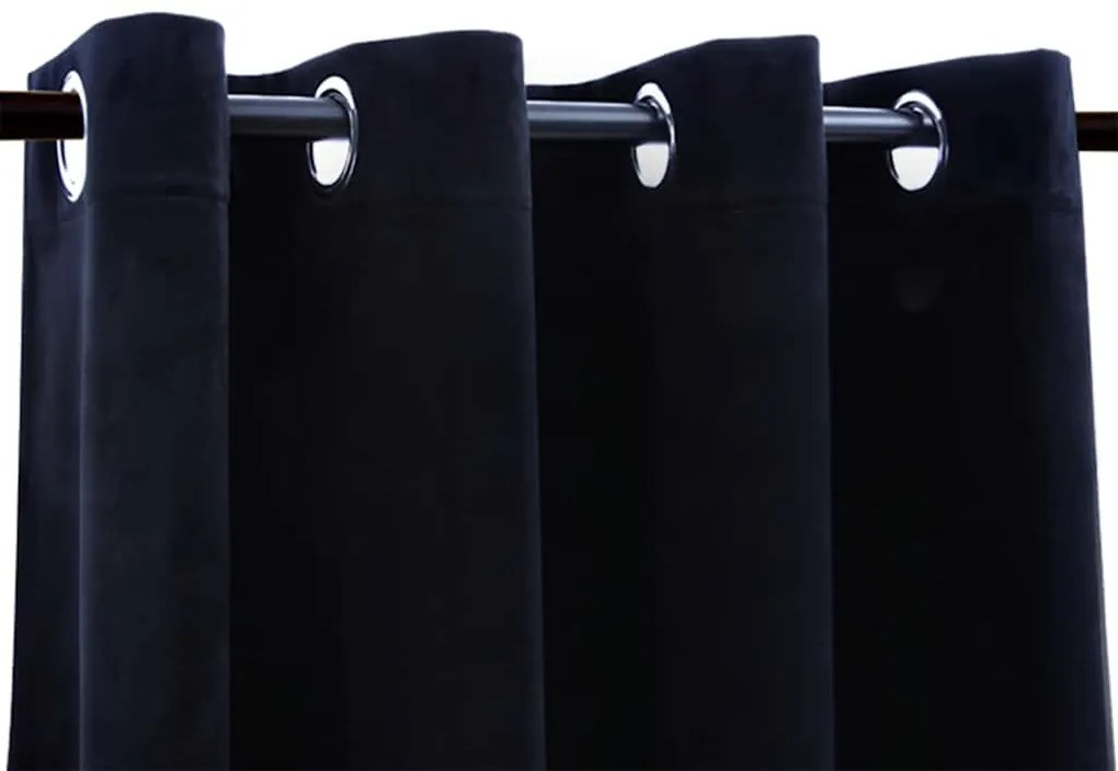 Cortinas blackout com argolas 2 pcs 140x225 cm veludo preto