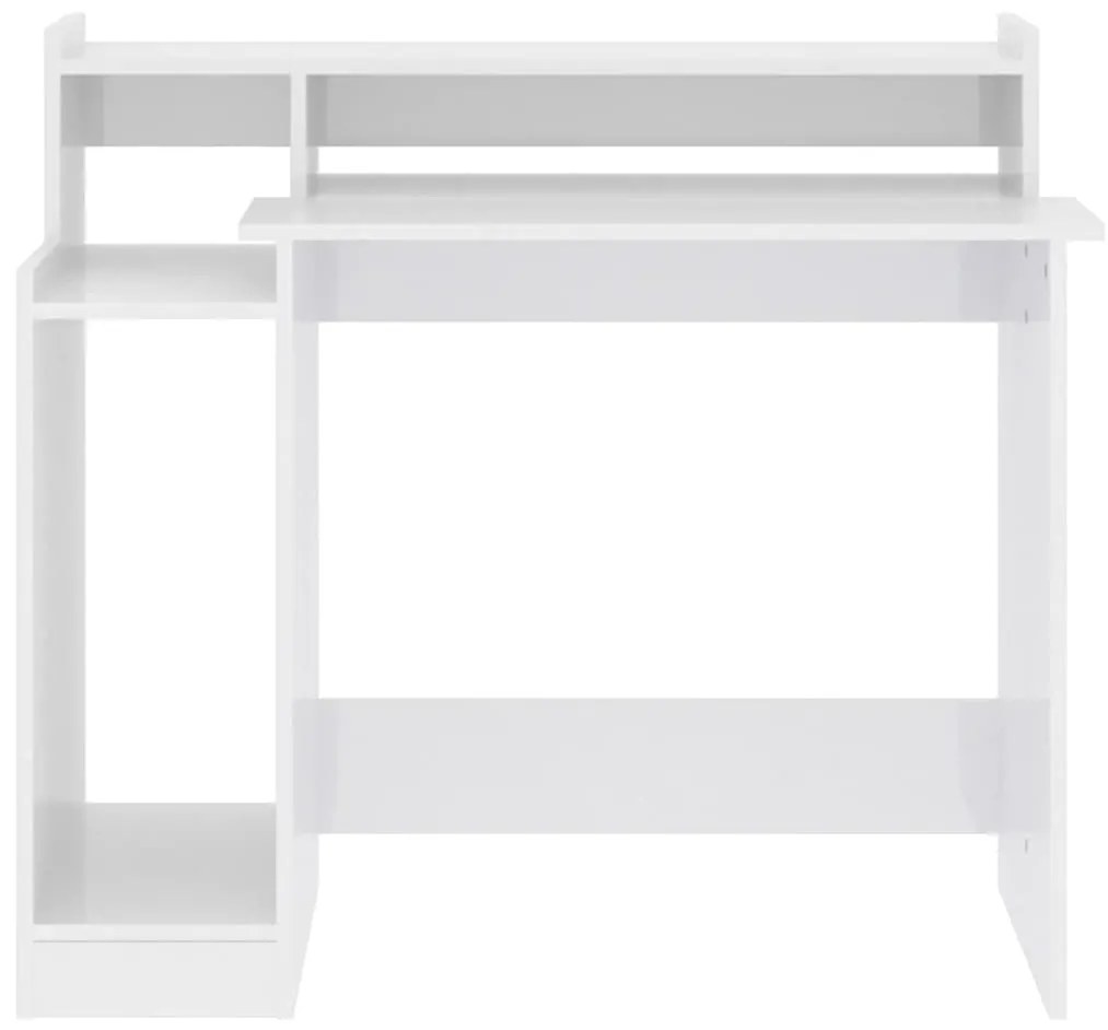 Secretária c/ LED 97x45x90cm derivados madeira branco brilhante