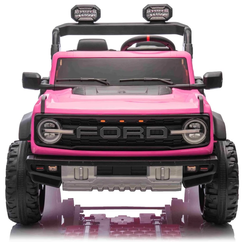 Carro elétrico para crianças 24V 2 lugares Ford Bronco XXL com tração traseira, licenciado Rodas Plástico Rosa