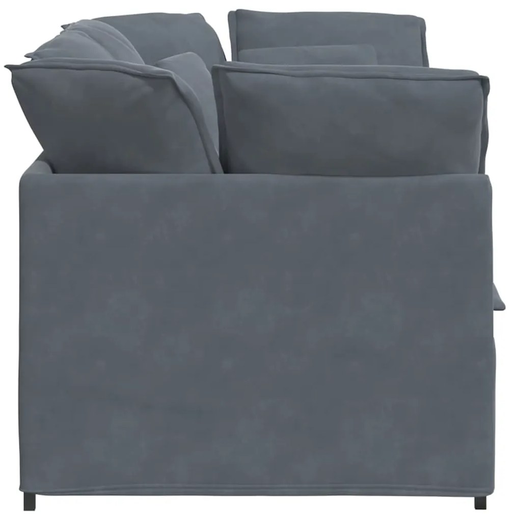 Sofá modular com almofadas veludo cinzento-escuro