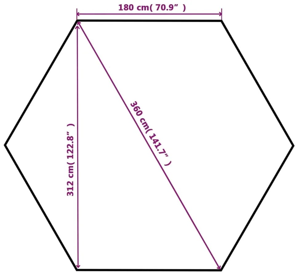 Tenda de jardim com cortinas hexagonal 360x265 cm