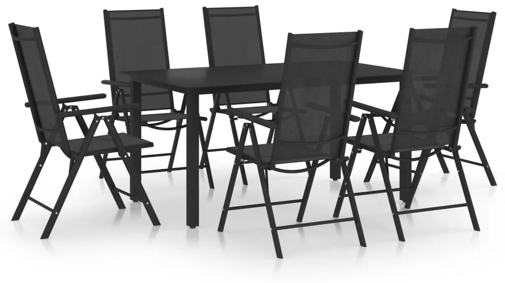 vidaXL 7 pcs conjunto de jantar para jardim alumínio preto