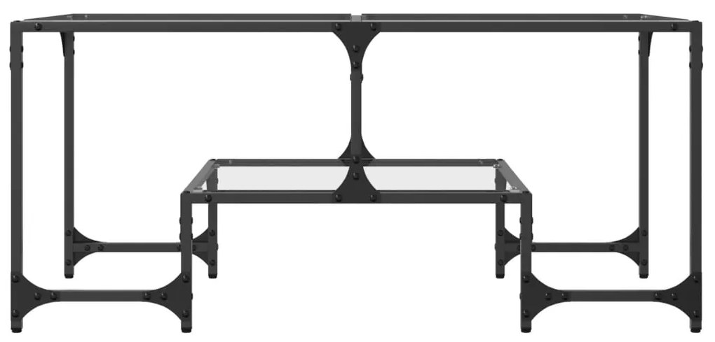 Mesa de centro c/ topo em vidro transparente 98,5x50x45 cm aço
