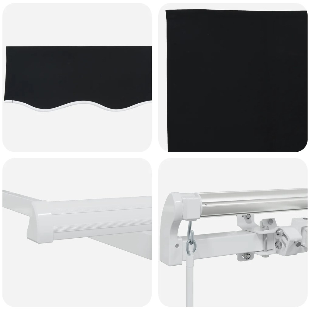 Toldo Retrátil Manual vidaXL Preto 450x350 cm
