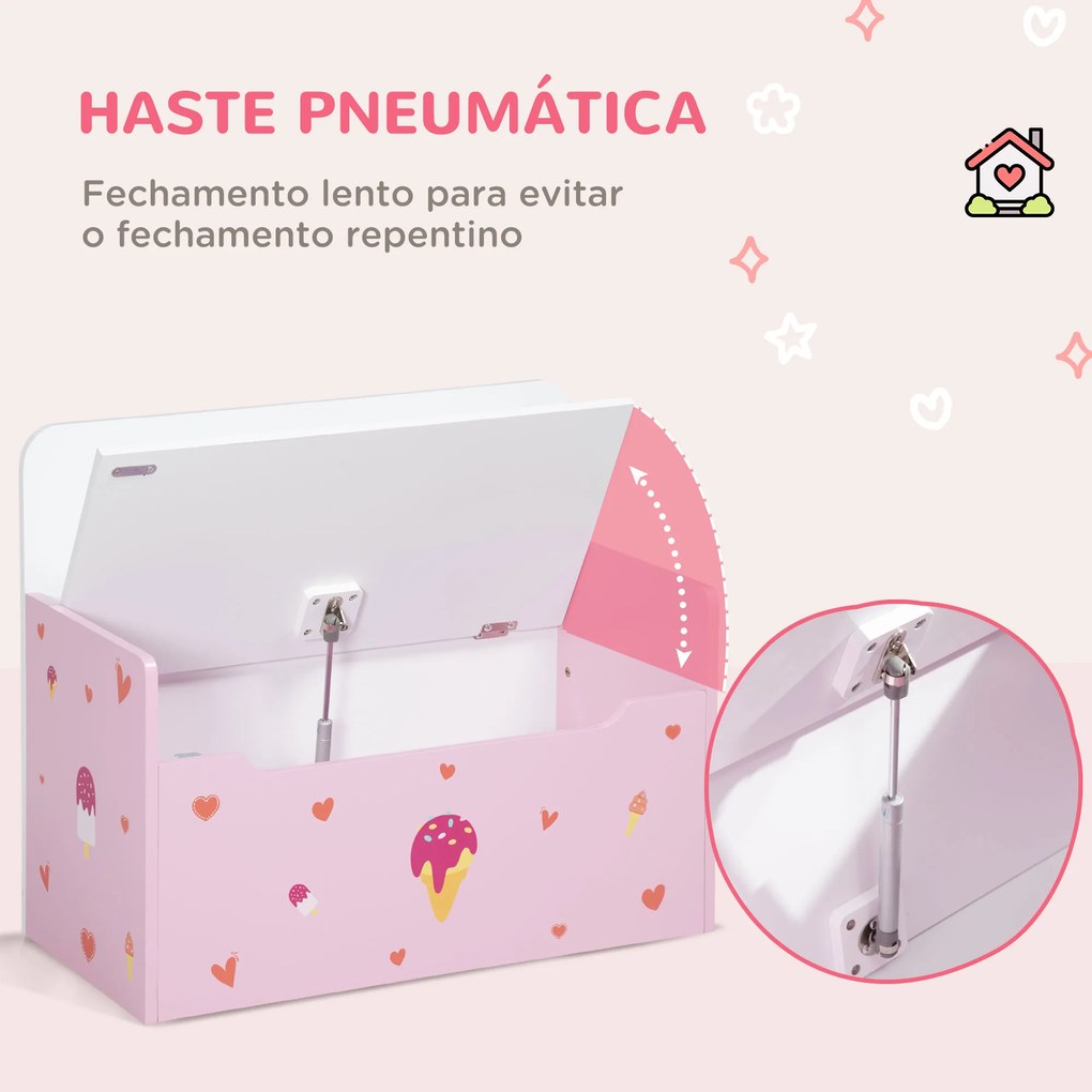 Baú Infantil 2 em 1 Baú de Armazenamento Organizador de Brinquedos para Crianças acima de 18 Meses com Tampa de Fechamento Seguro para Dormitório Sala