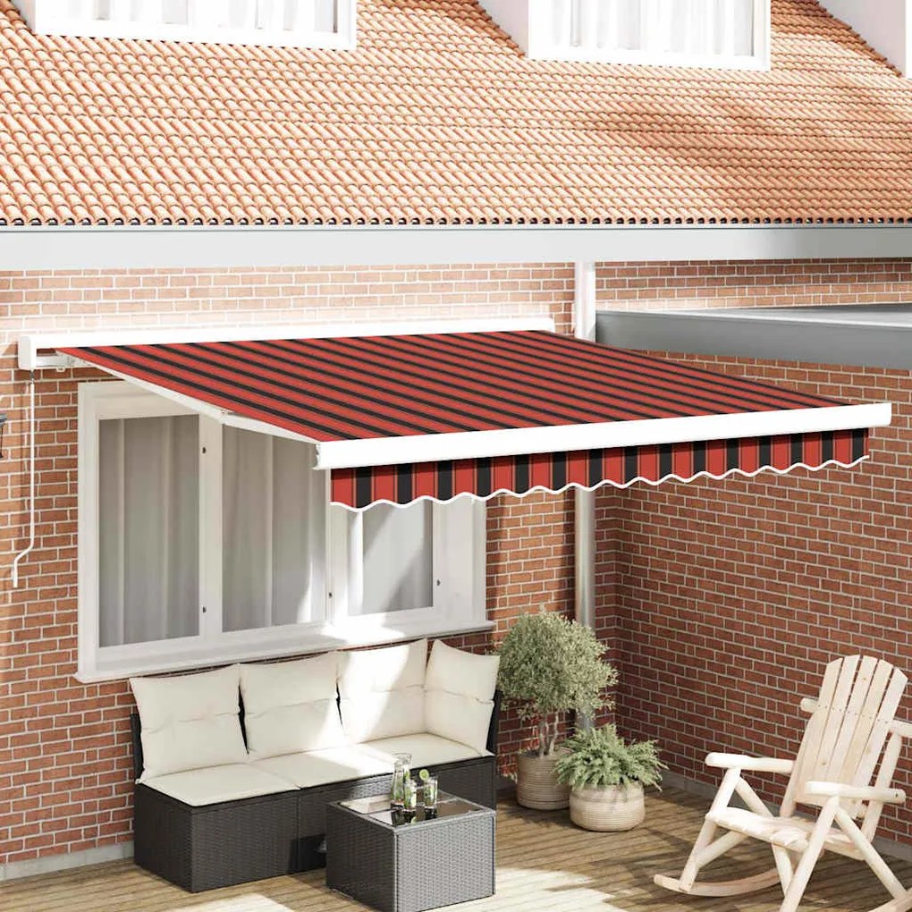 vidaXL Toldo Retrátil Vermelho e Preto 300 x 250 cm Tecido e Metal