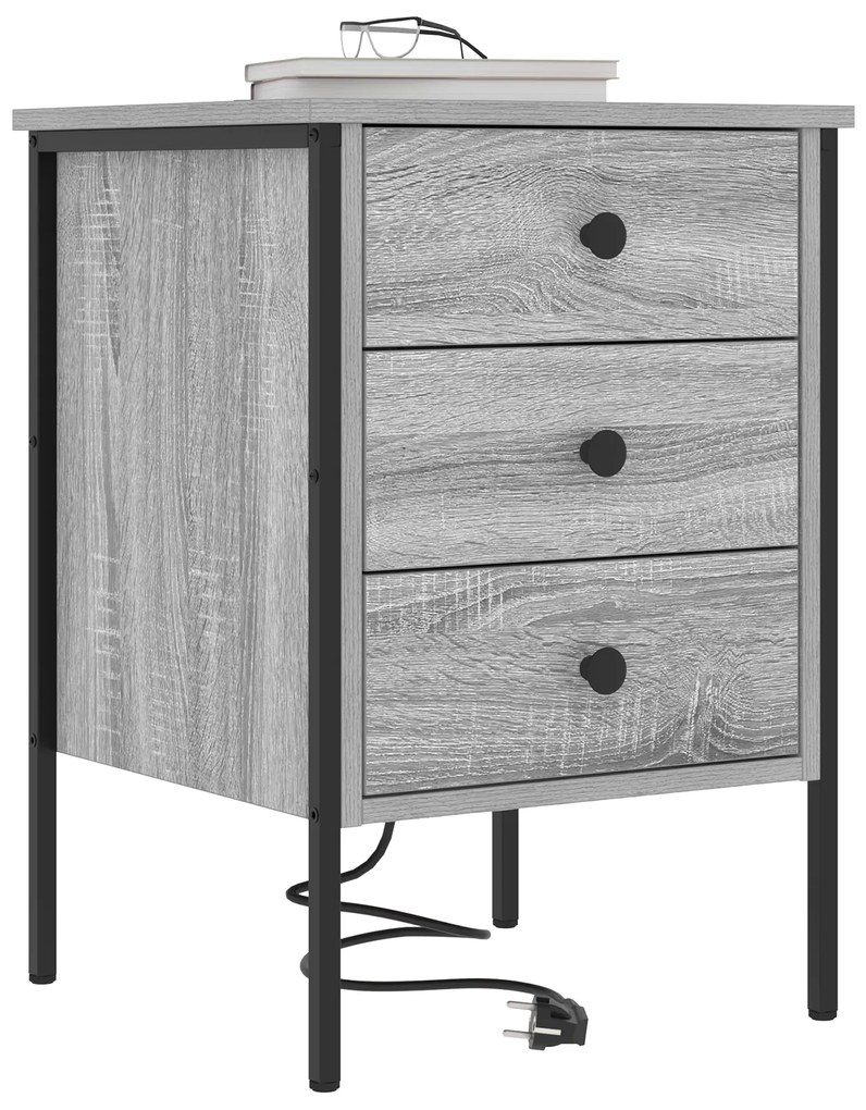 Armário de Cabeceira com gaveta Sonoma cinzento 42 x 41 x 61 cm