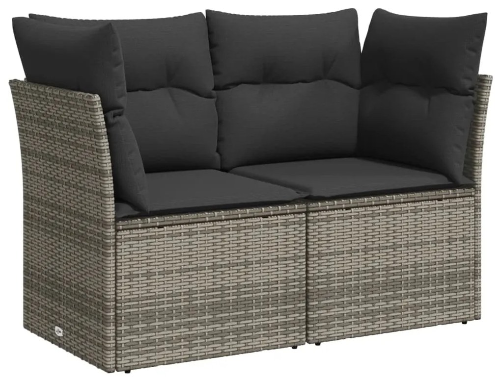 6 pcs conjunto sofás de jardim com almofadões vime cinzento