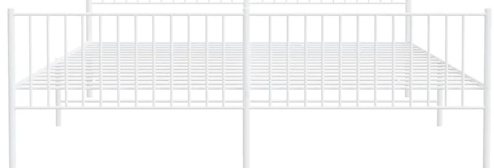 Estrutura de cama com cabeceira e pés 193x203 cm metal branco