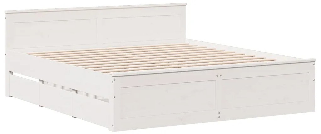 Cama sem colchão com cabeceira 200x200 cm pinho maciço branco