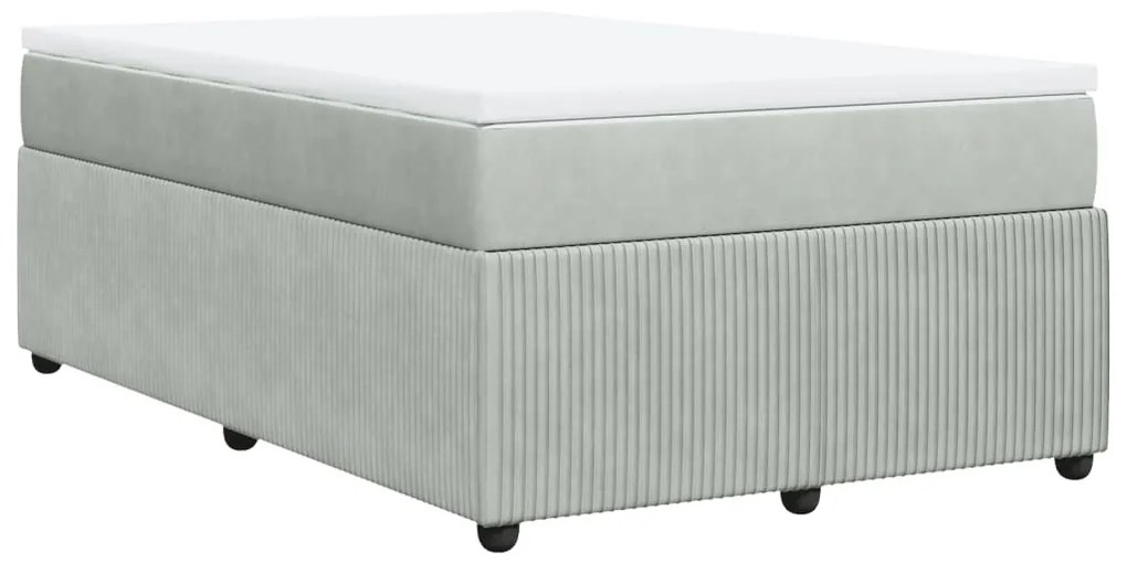 Cama boxspring com colchão 120x190 cm veludo cinzento-claro