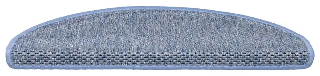 Tapetes escada adesivos aspeto sisal 30 pcs 65x21x4 cm azul