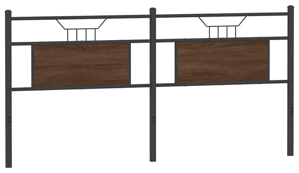 Cabeceira de cama 180cm derivados madeira/aço carvalho castanho
