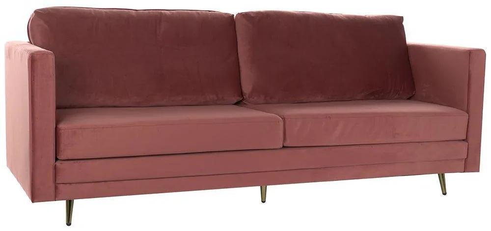 Sofá de 3 Lugares DKD Home Decor Vermelho Poliéster Metal Dourado (210 x 78 x 85 cm)
