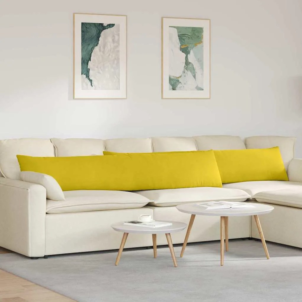 vidaXL Travesseiros de Sofá 2 pcs Amarelo 200 x 40 cm