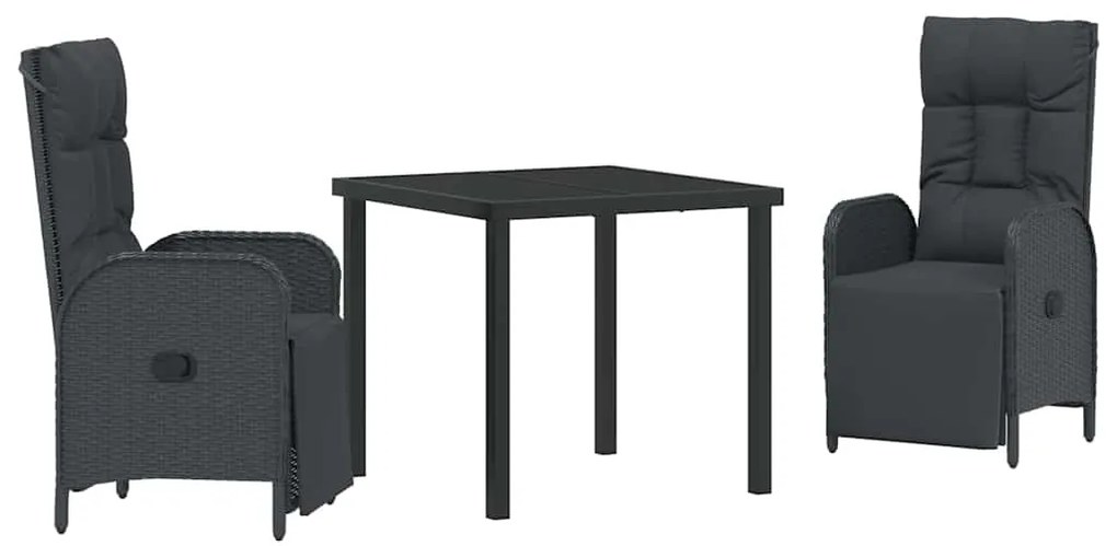 Conjunto de Jantar de Jardim com 3 Peças e Almofadas em Polyrattan Pre
