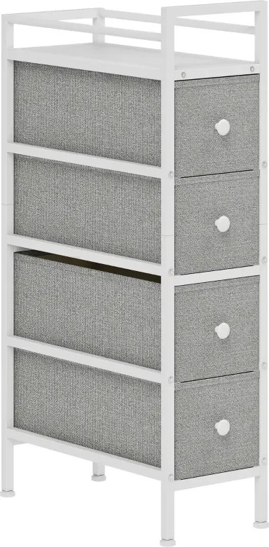 Móvel de Arrumação Estreito com 4 Gavetas de Tecido para Espaços Pequenos 20x43x81,5 cm Cinzento Claro