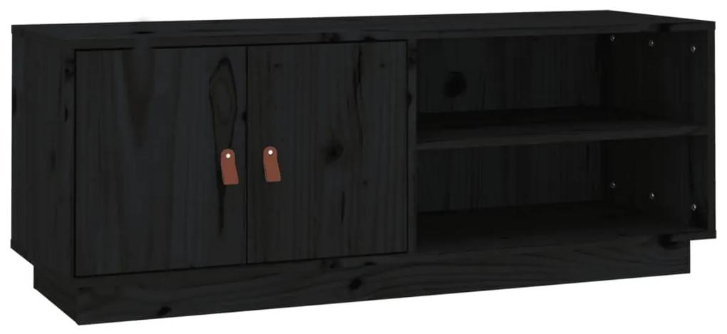 Móvel de TV 105x34x40 cm madeira de pinho maciça preto