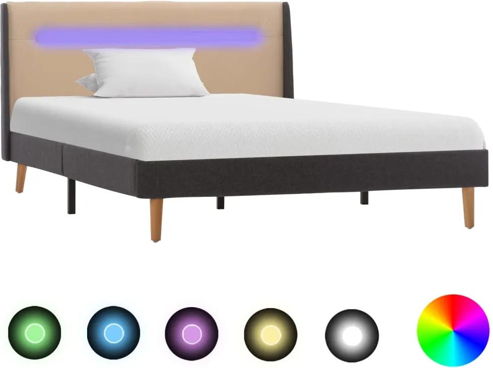 Estrutura de cama com LED 120x200 cm tecido creme