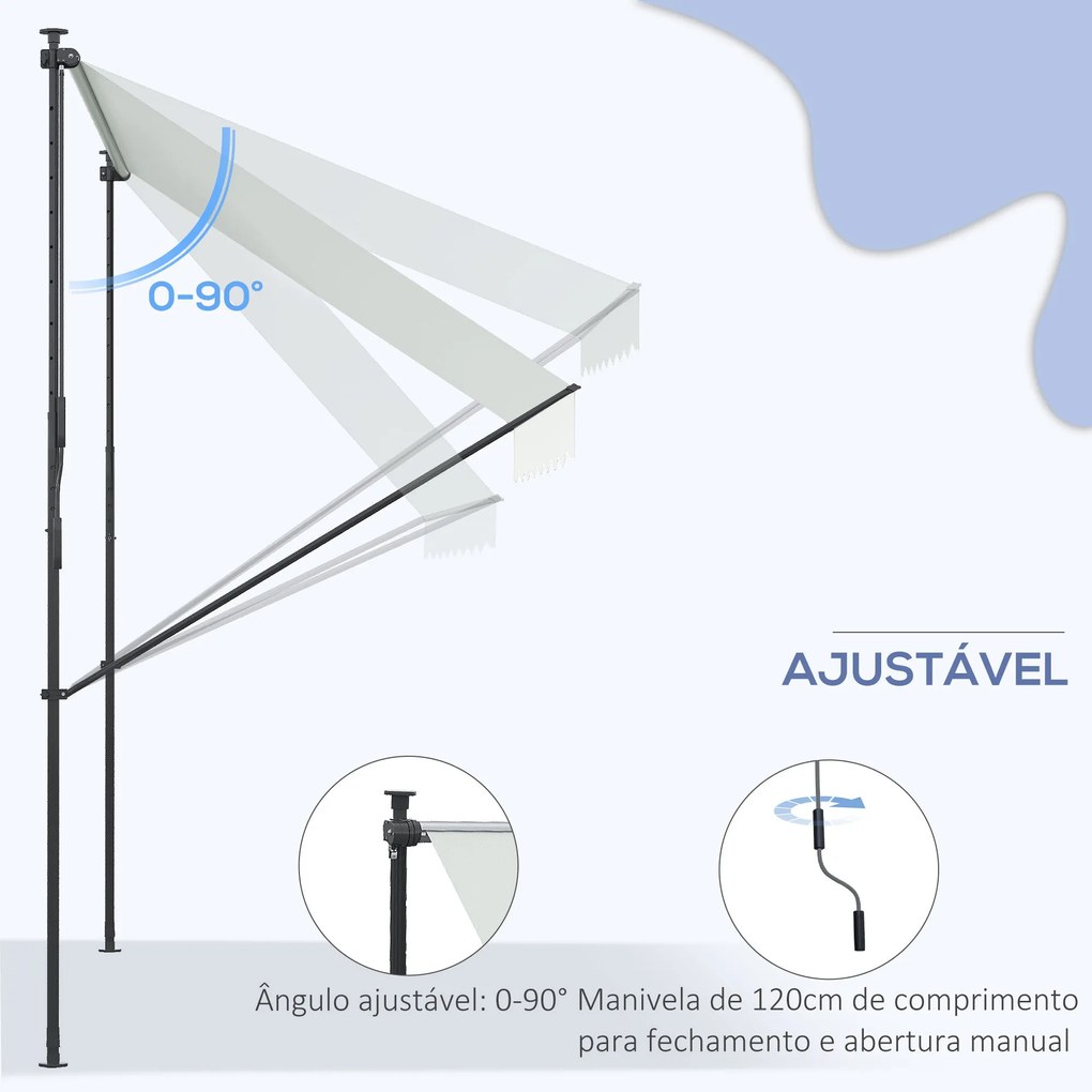 Toldo de Parede Manual Retrátil Ajustável – Modelo Nazaré – 300x170 cm