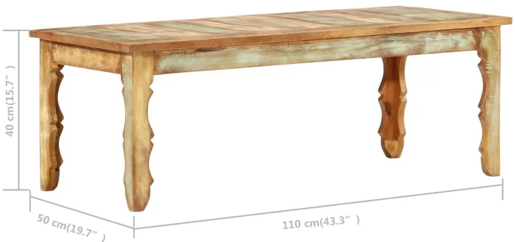 Mesa de centro 110x50x40 cm madeira recuperada maciça