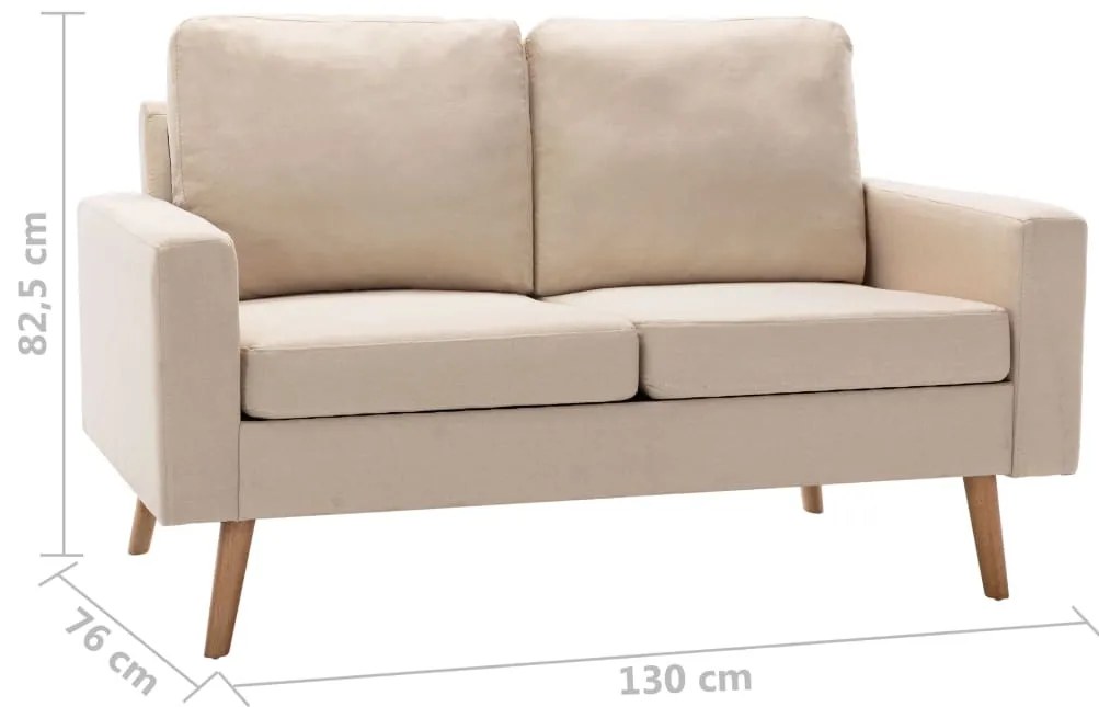 2 pcs conjunto de sofás tecido cor creme
