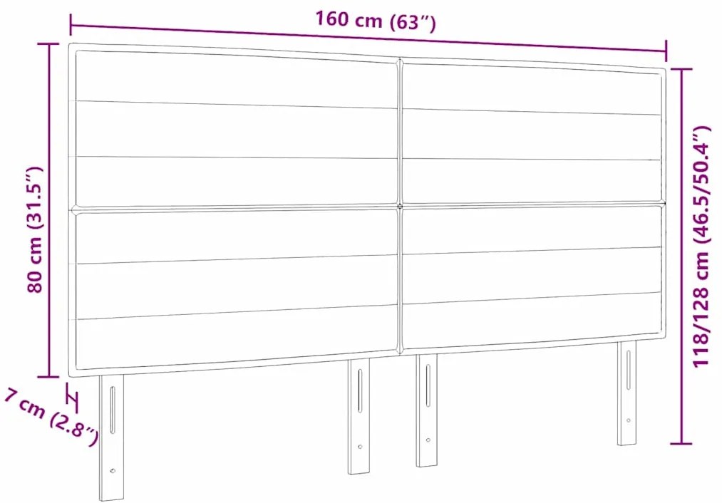 Cabeceira LED Design Linhas Castanha Escura 80 cm Tecido