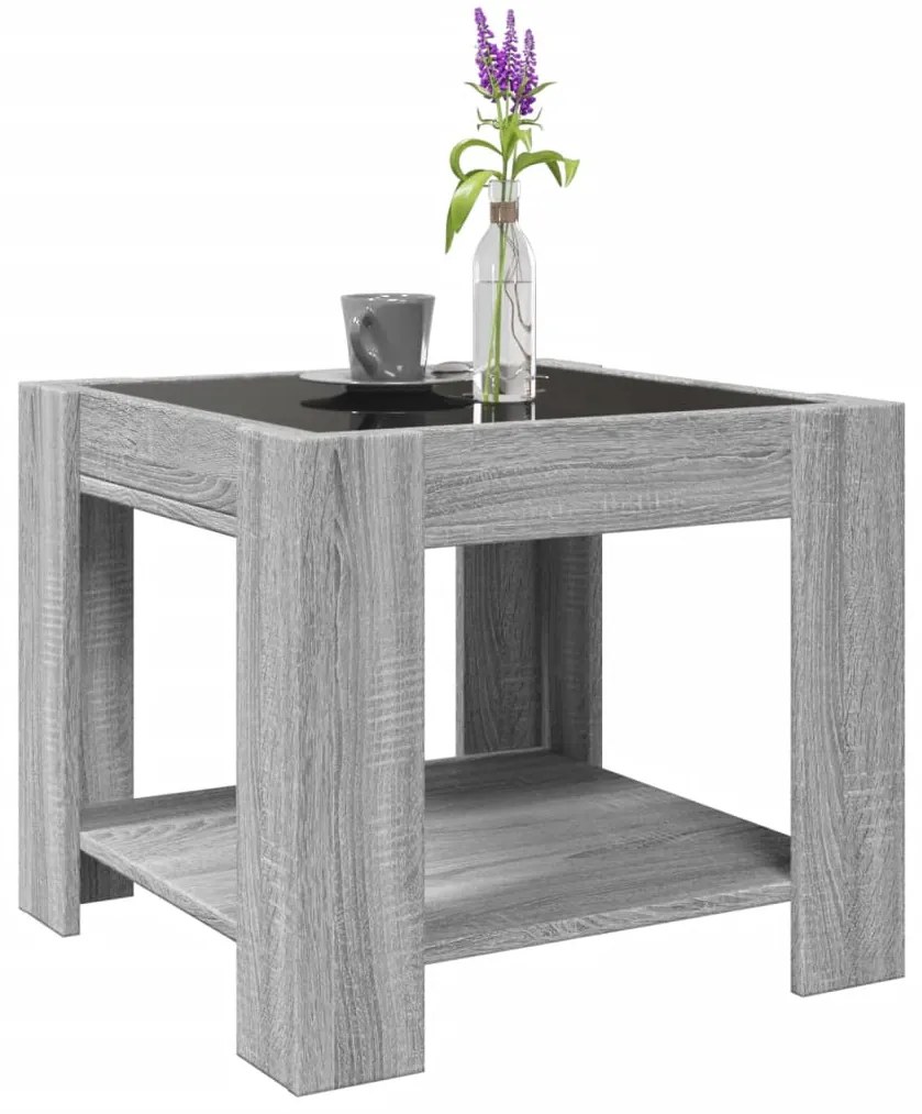 Mesa de centro c/ LEDs 53x53x45 cm derivados de madeira